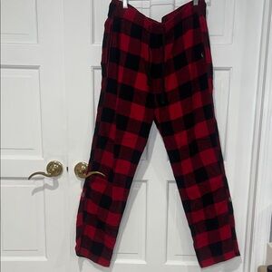 Hollister Men's Red and Black Checkered Joggers